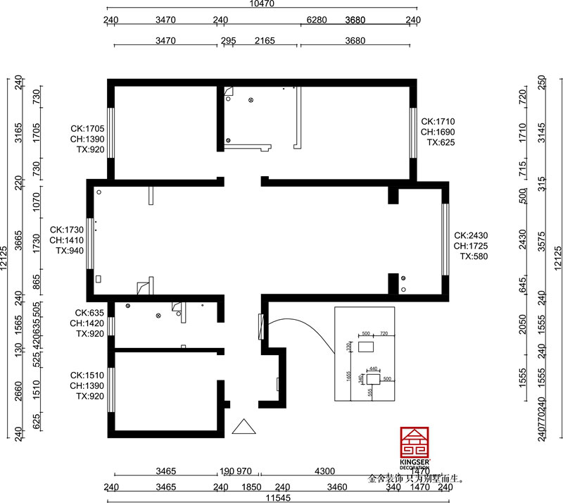 河西苑130㎡户型原始平面图