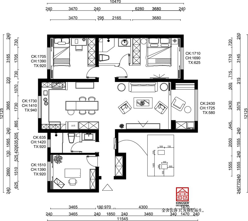 河西苑130㎡户型平面布局图