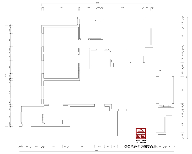 东南智汇城191平米户型墙体拆除图