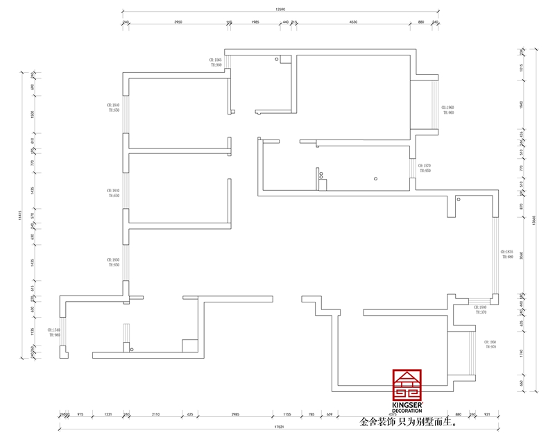 东南智汇城191平米户型原始平面图