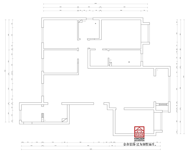 东南智汇城191平米户型墙体拆除图