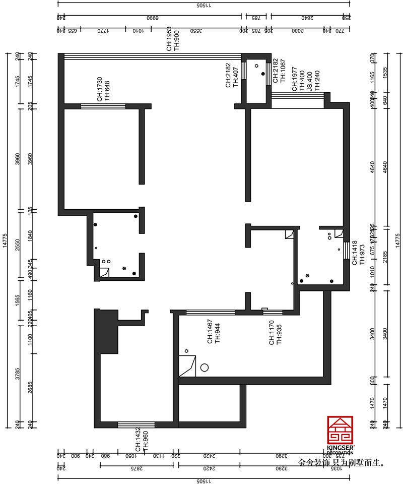 龙湖九里晴川130㎡上跃装修原始户型图