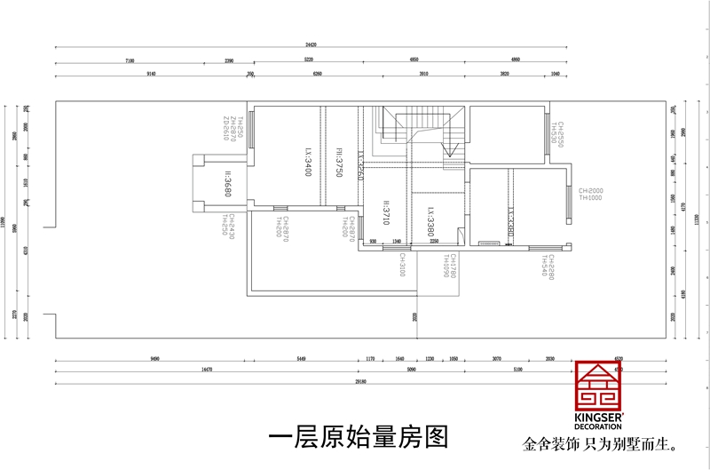 金碧天下334㎡别墅户型一层原始量房图