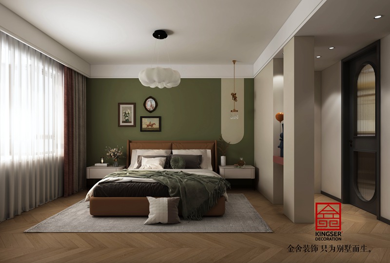绿城诚园南洋复古风装修设计卧室效果图