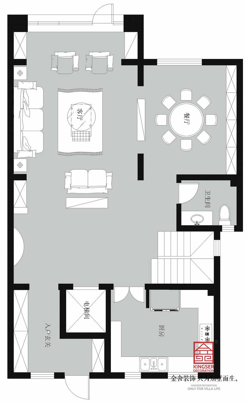 融科瀚棠360㎡联排别墅户型二层平面布置图