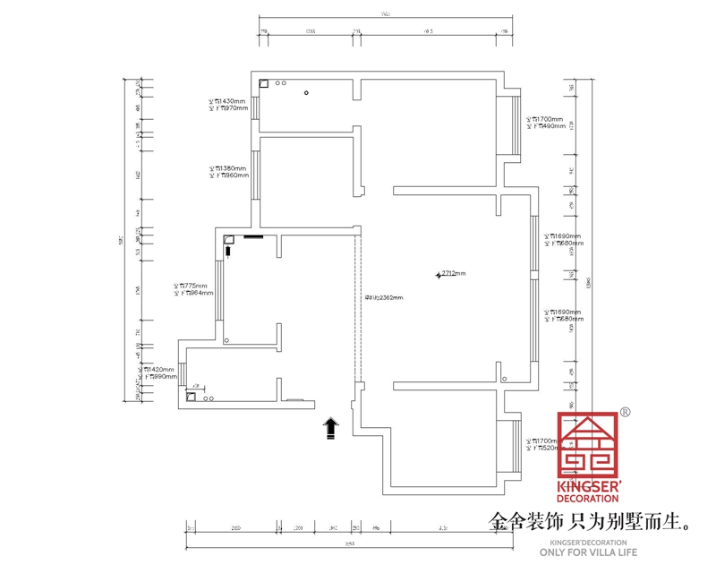 天保意境雅居三室两卫户型原始平面图