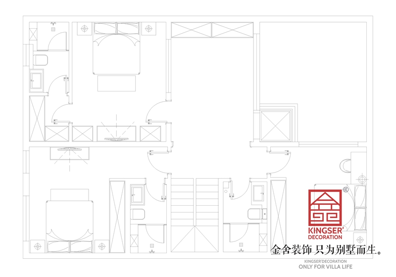 正定开元府260平别墅装修户型一层平面布置图