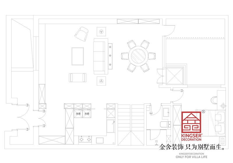 正定开元府260平别墅装修户型二层平面布置图