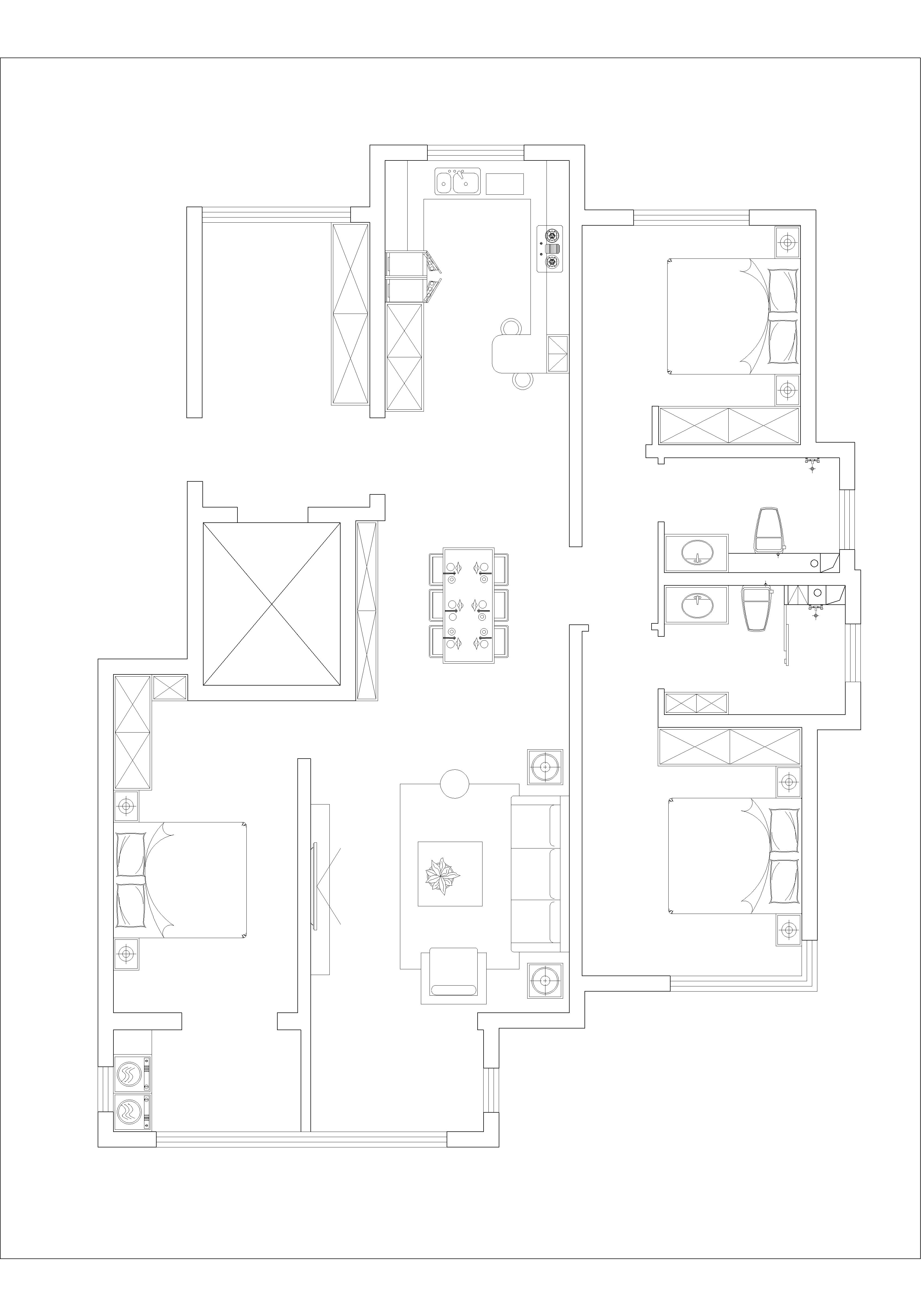 国仕山146平米现代轻奢风格三居室户型解析