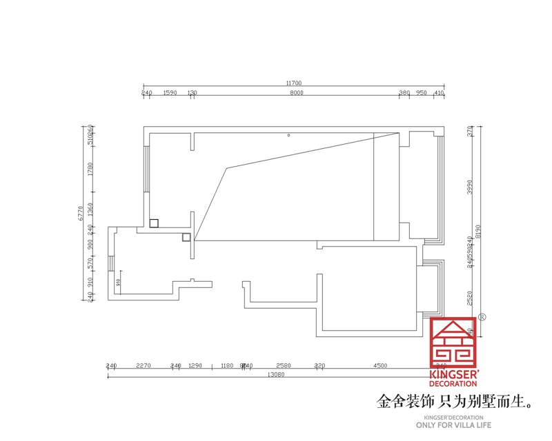 汉王府190平米跃层装修二层原始户型图