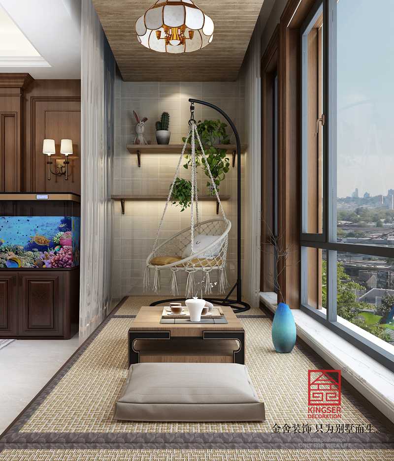 汉王府160平美式风格装修阳台效果图